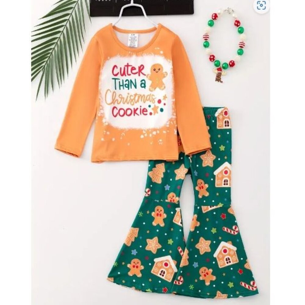 Boutique Cuter than a Christmas Cookie Bell Bottoms Girls Outfit